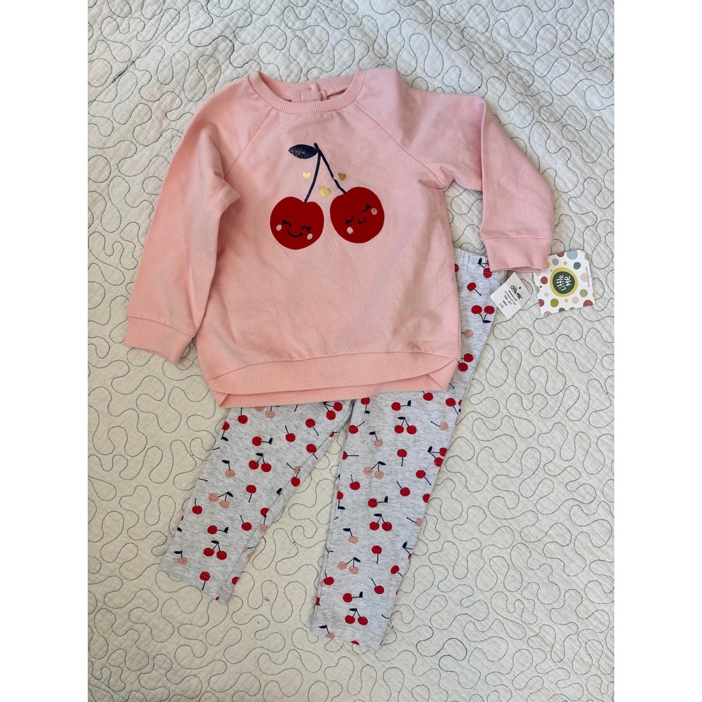Little Me Girl's Pink Cherry Graphic Outfit Size 18‎ Months #87